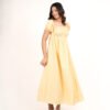 Yellow Smocked Puff-Sleeve Dress