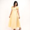 Yellow Smocked Puff-Sleeve Dress